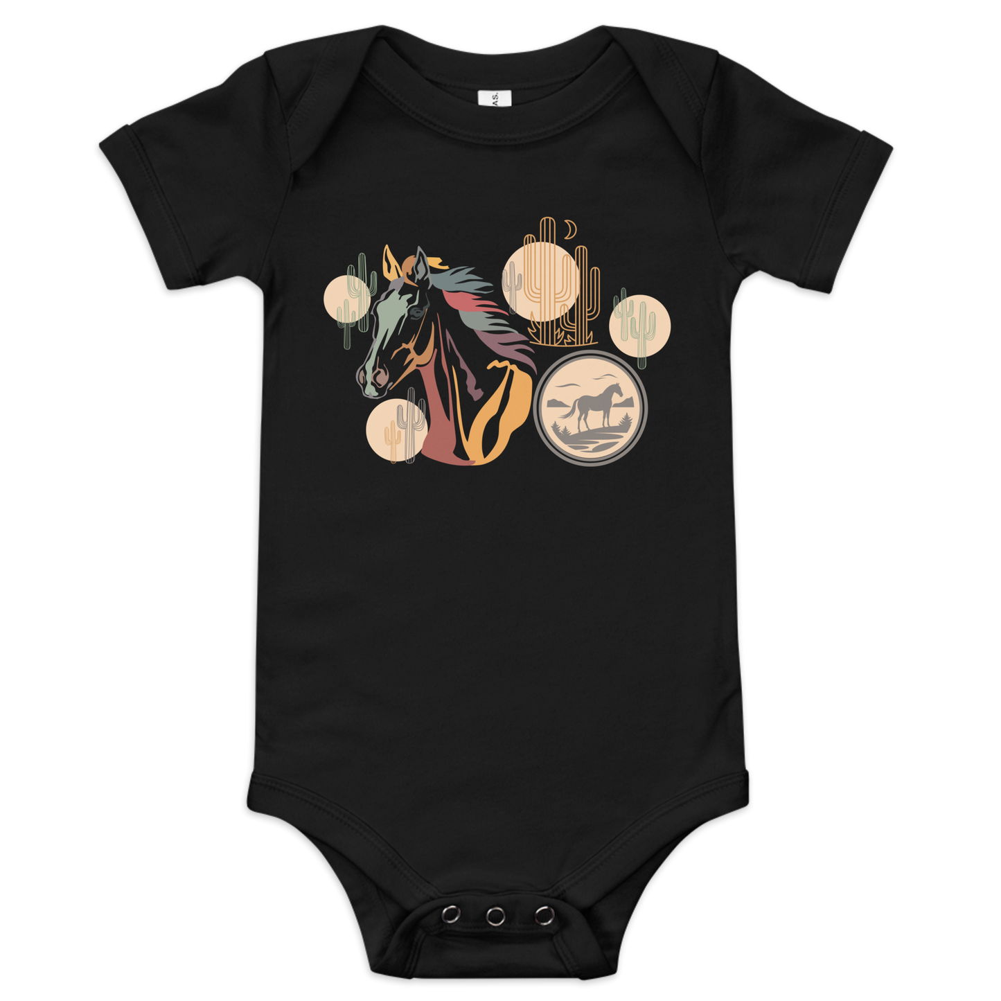 Horse Head - Baby Short Sleeve One Piece | Bella + Canvas
