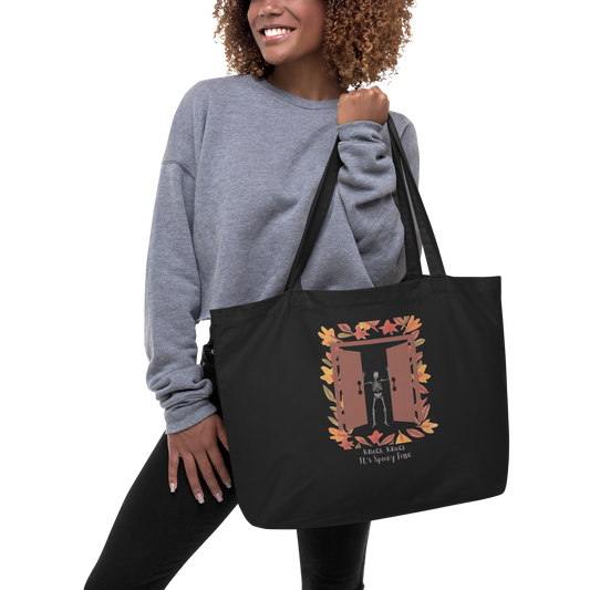 Knock, Knock ... It's Spooky Time - Large Organic Eco Tote Bag | Econscious