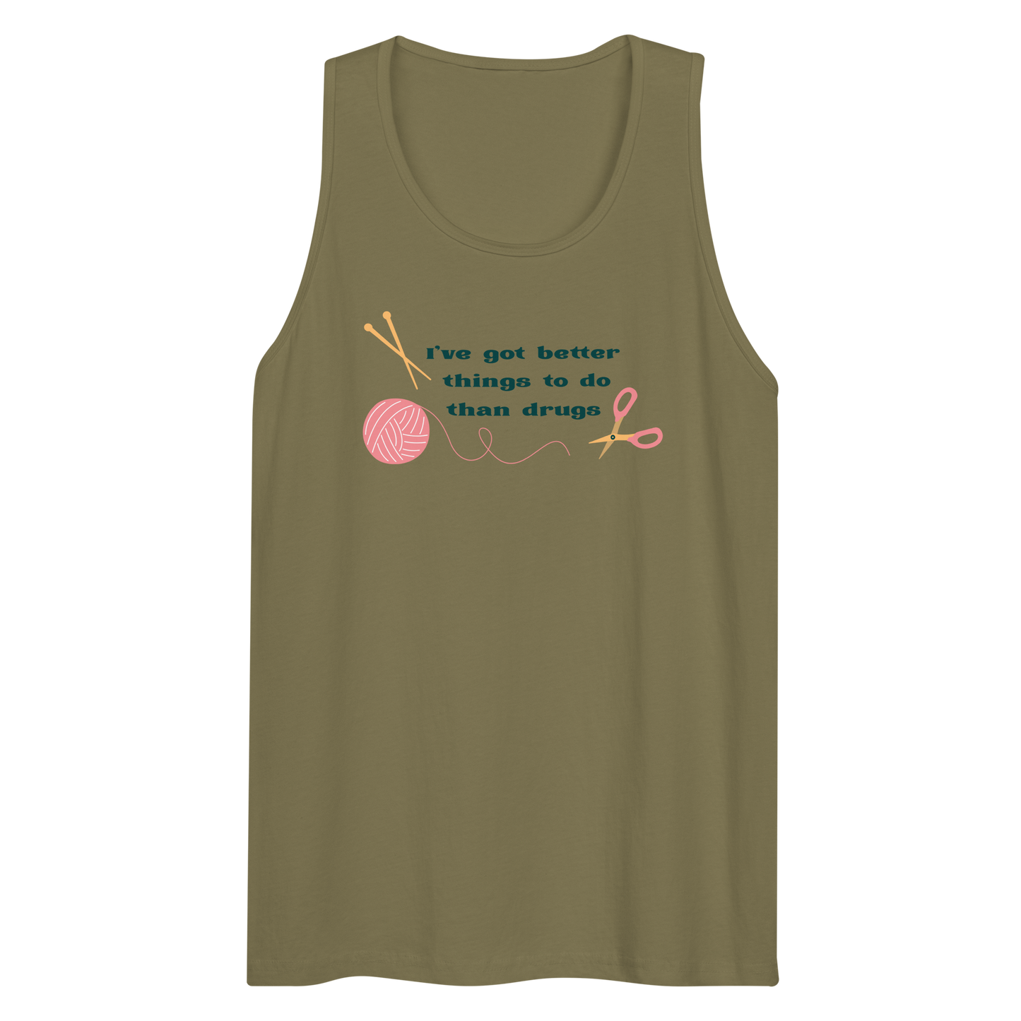 Better Than Drugs: Knitting - Men's Premium Tank Top | Cotton Heritage