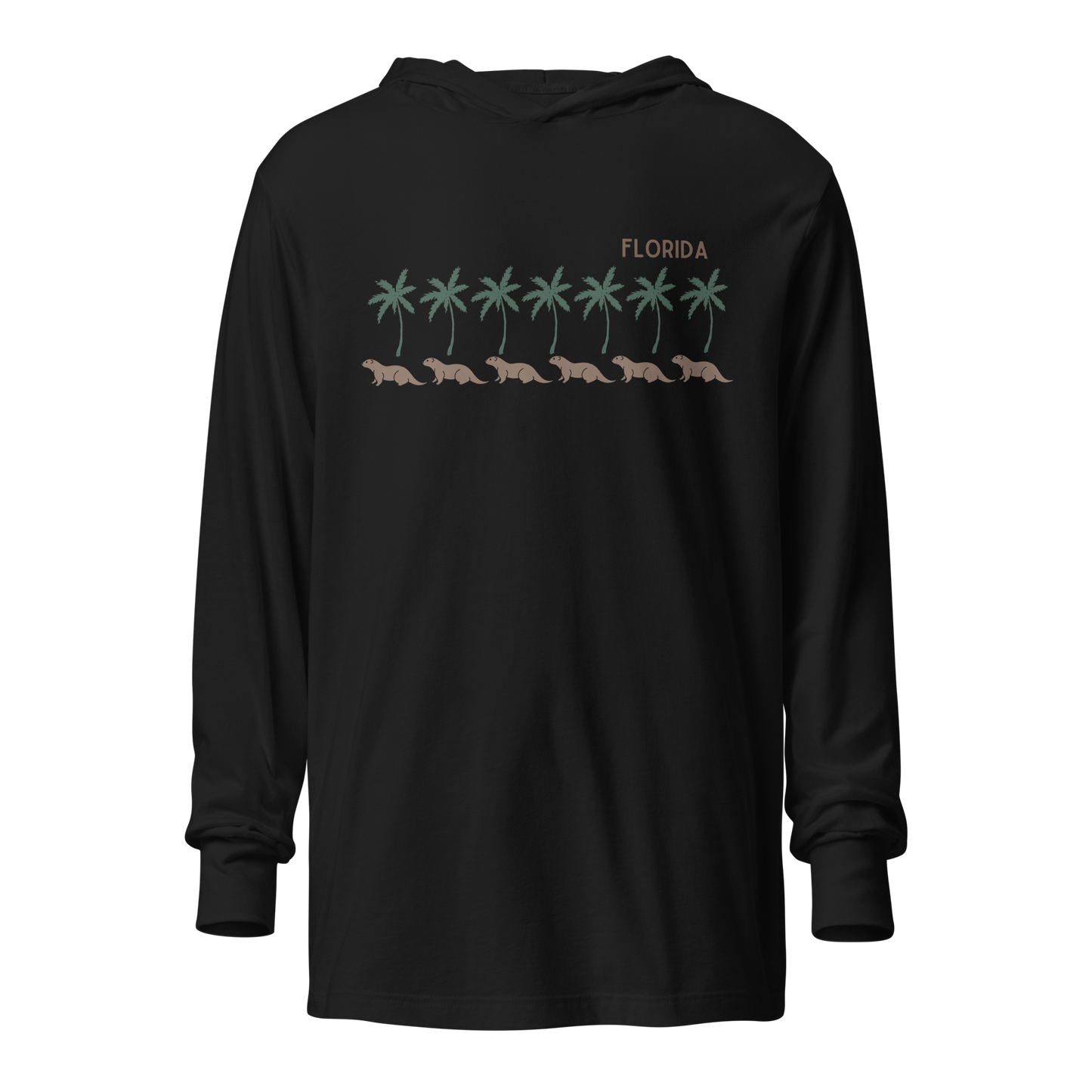 Florida Otter Palms - Unisex Hooded Long Sleeve Tee | Bella + Canvas