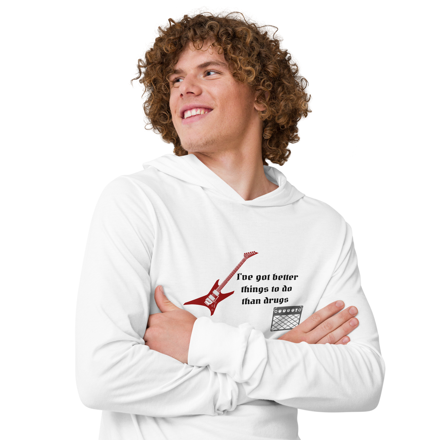 Better Than Drugs: Guitar Axe - Unisex Hooded Long Sleeve Tee | Bella + Canvas