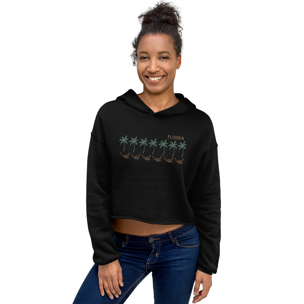Florida Sea Turtle Palms - Women's Cropped Hoodie | Bella + Canvas