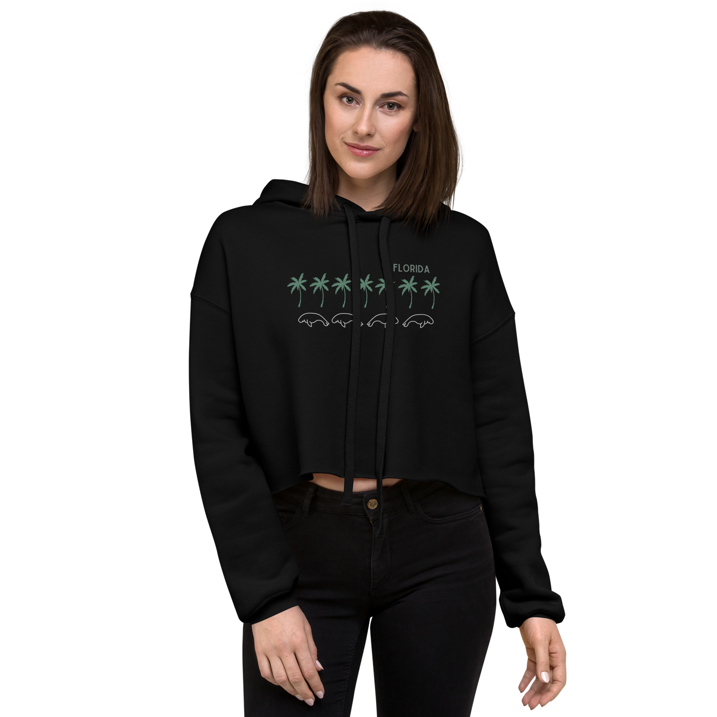 Florida Manatee Palms - Women's Cropped Hoodie | Bella + Canvas