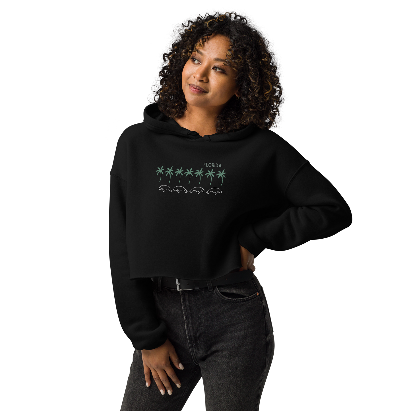Florida Manatee Palms - Women's Cropped Hoodie | Bella + Canvas