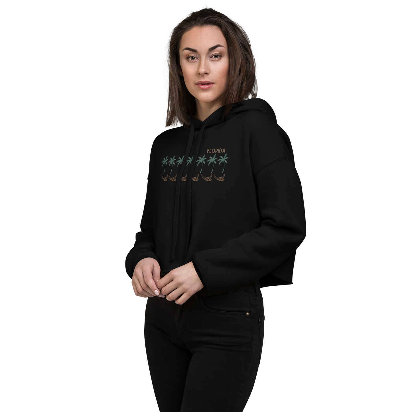 Florida Sea Turtle Palms - Women's Cropped Hoodie | Bella + Canvas