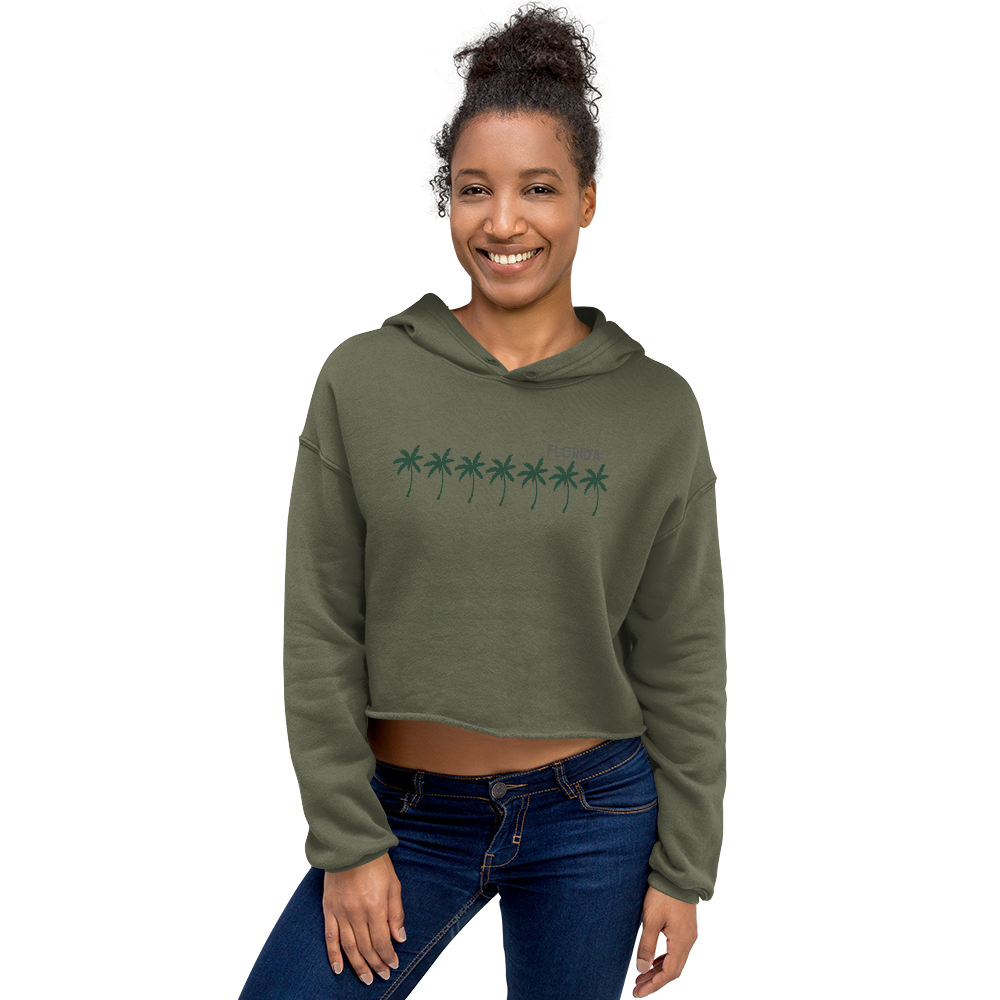 Florida Dolphin Palms - Women's Cropped Hoodie | Bella + Canvas