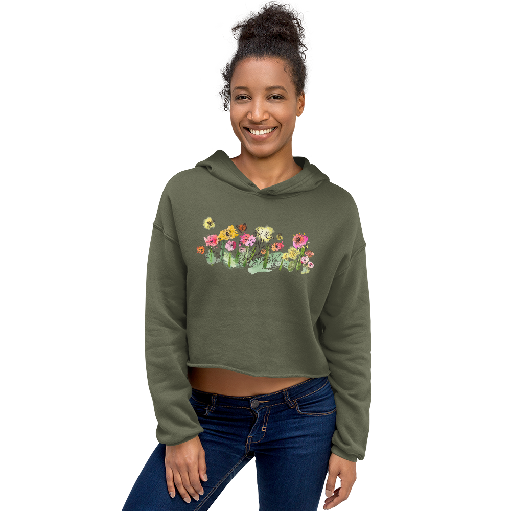 Watercolor Wildflower - Women's Cropped Hoodie | Bella + Canvas