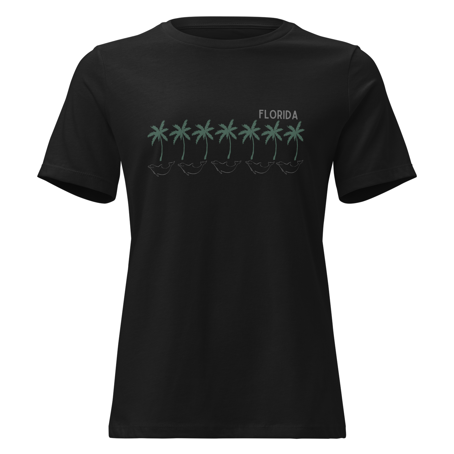 Florida Dolphin Palms - Women's Relaxed T-Shirt | Bella + Canvas