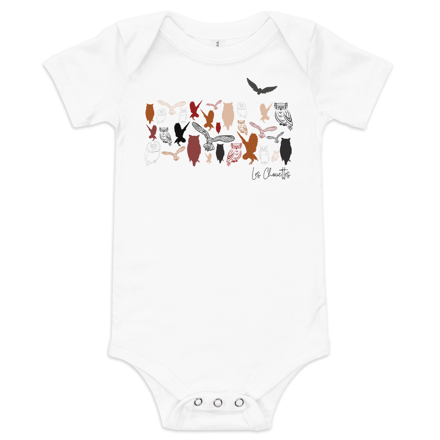 Quelque Chose: Les Chouettes - Baby Short Sleeve One Piece | Bella + Canvas