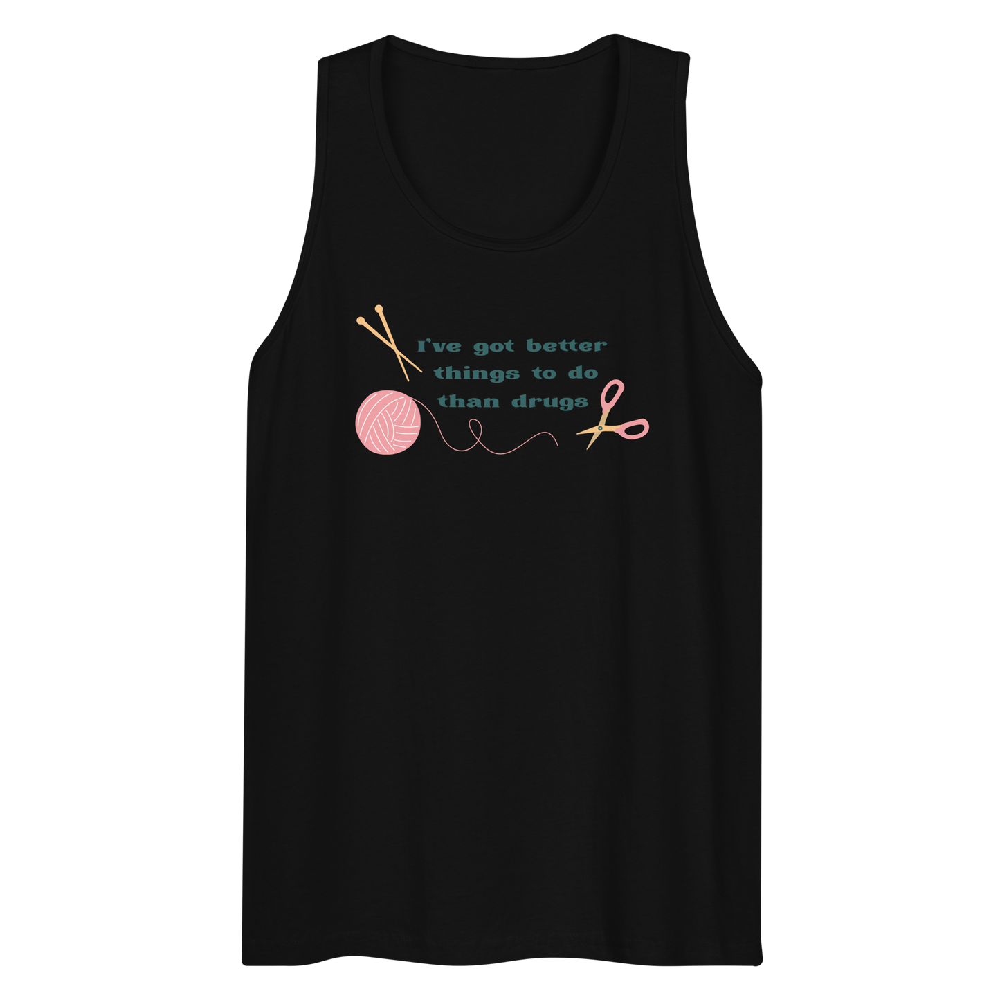 Better Than Drugs: Knitting - Men's Premium Tank Top | Cotton Heritage