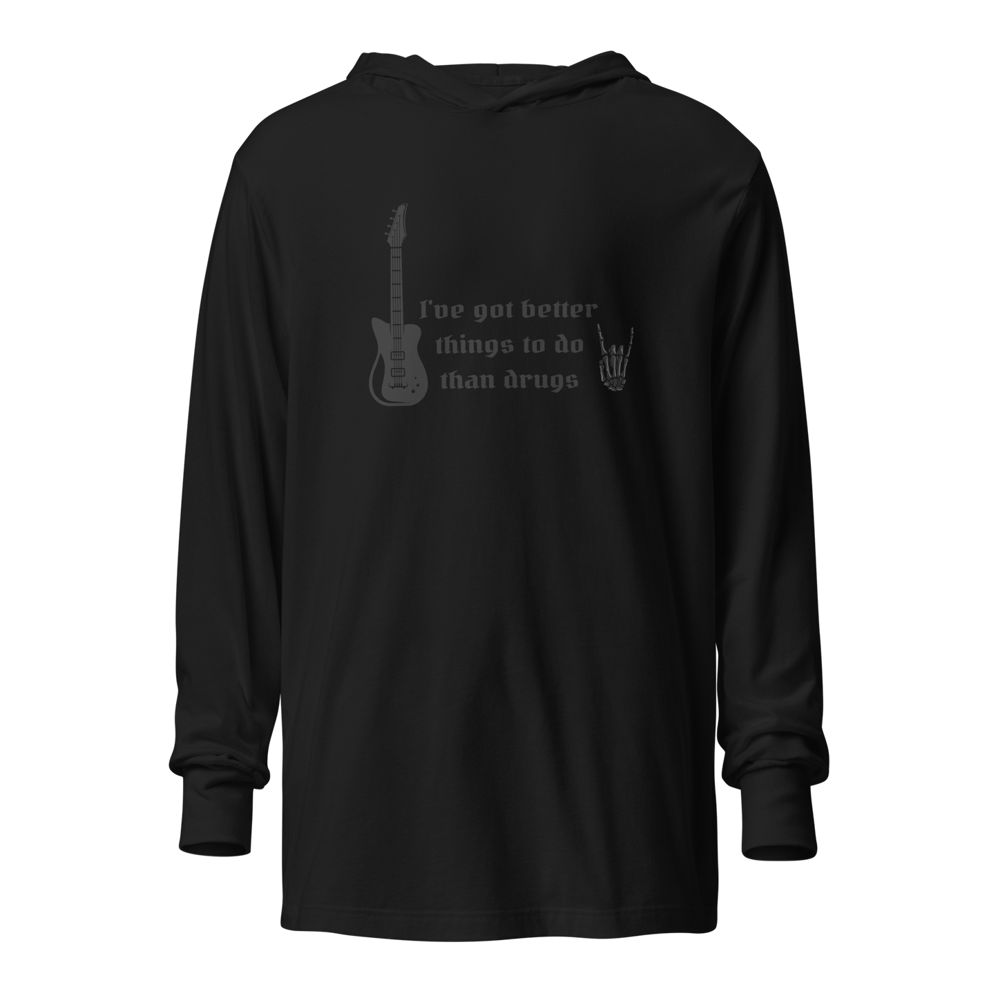 Better Than Drugs: Metal Guitar - Unisex Hooded Long Sleeve Tee | Bella + Canvas