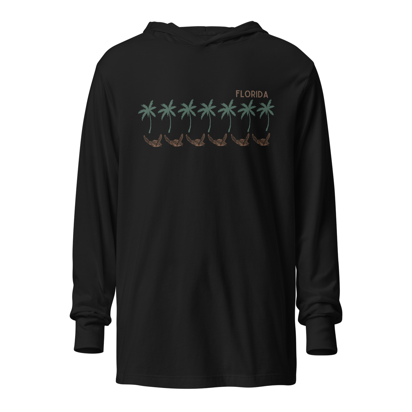 Florida Sea Turtle Palms - Unisex Hooded Long Sleeve Tee | Bella + Canvas