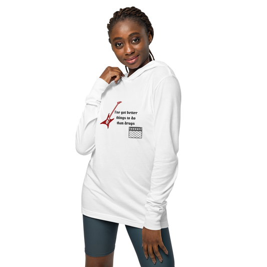 Better Than Drugs: Guitar Axe - Unisex Hooded Long Sleeve Tee | Bella + Canvas
