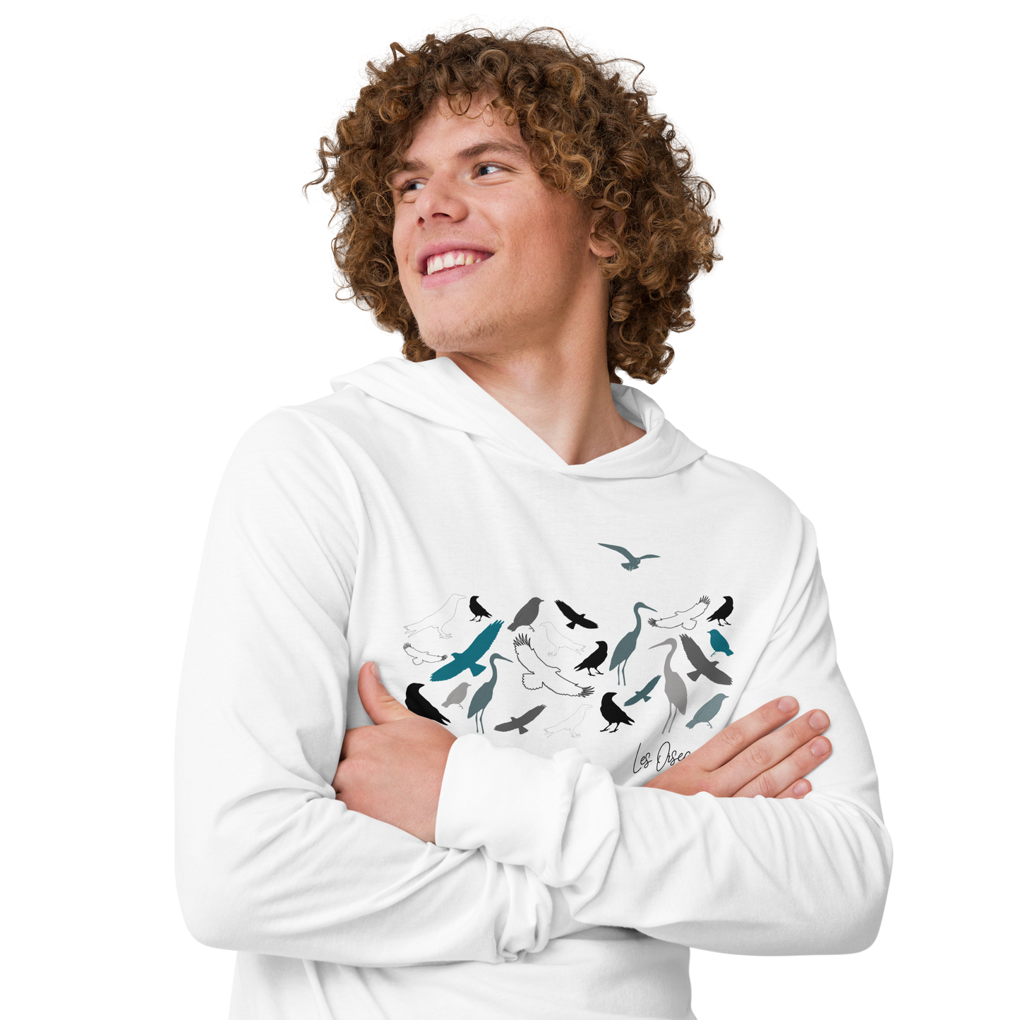 Quelque Chose: Les Oiseaux - Unisex Hooded Long Sleeve Tee | Bella + Canvas
