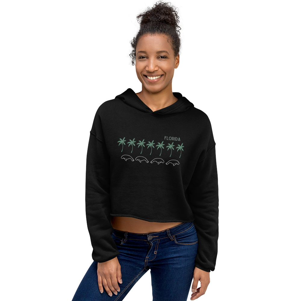 Florida Manatee Palms - Women's Cropped Hoodie | Bella + Canvas