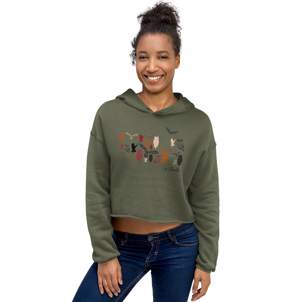 Quelque Chose: Les Chouettes - Women's Cropped Hoodie | Bella + Canvas