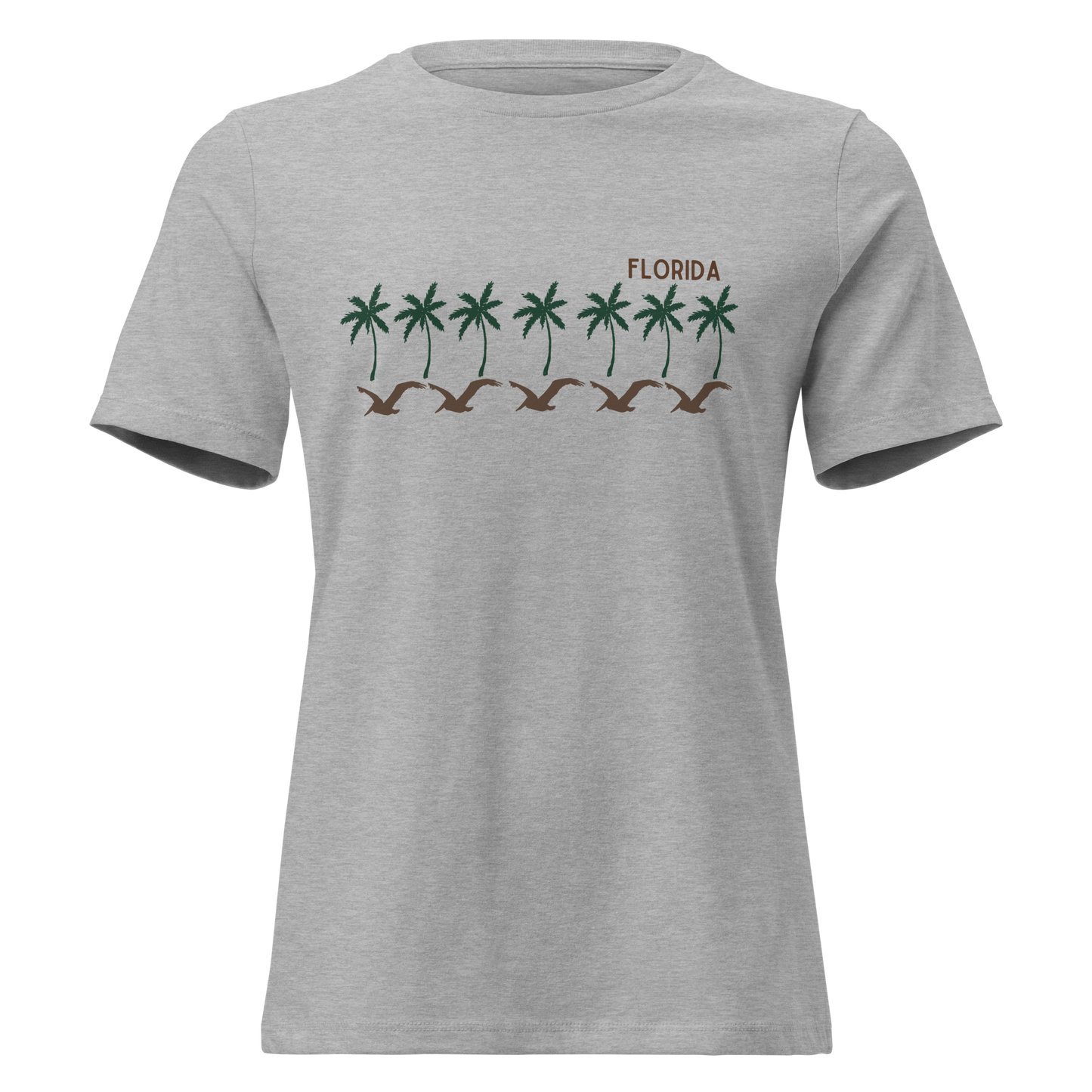 Florida Brown Pelican Palms - Women's Relaxed T-Shirt | Bella + Canvas