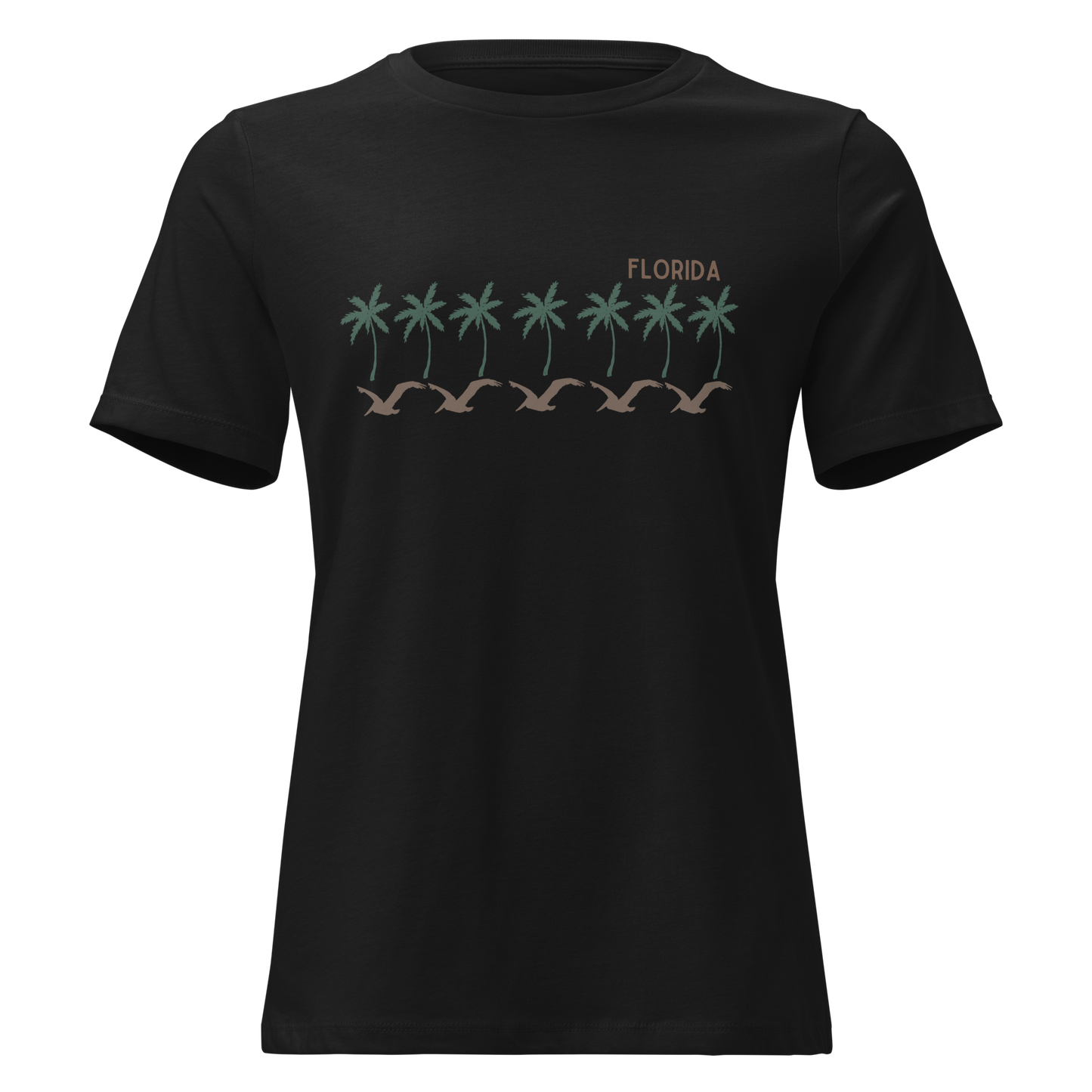 Florida Brown Pelican Palms - Women's Relaxed T-Shirt | Bella + Canvas