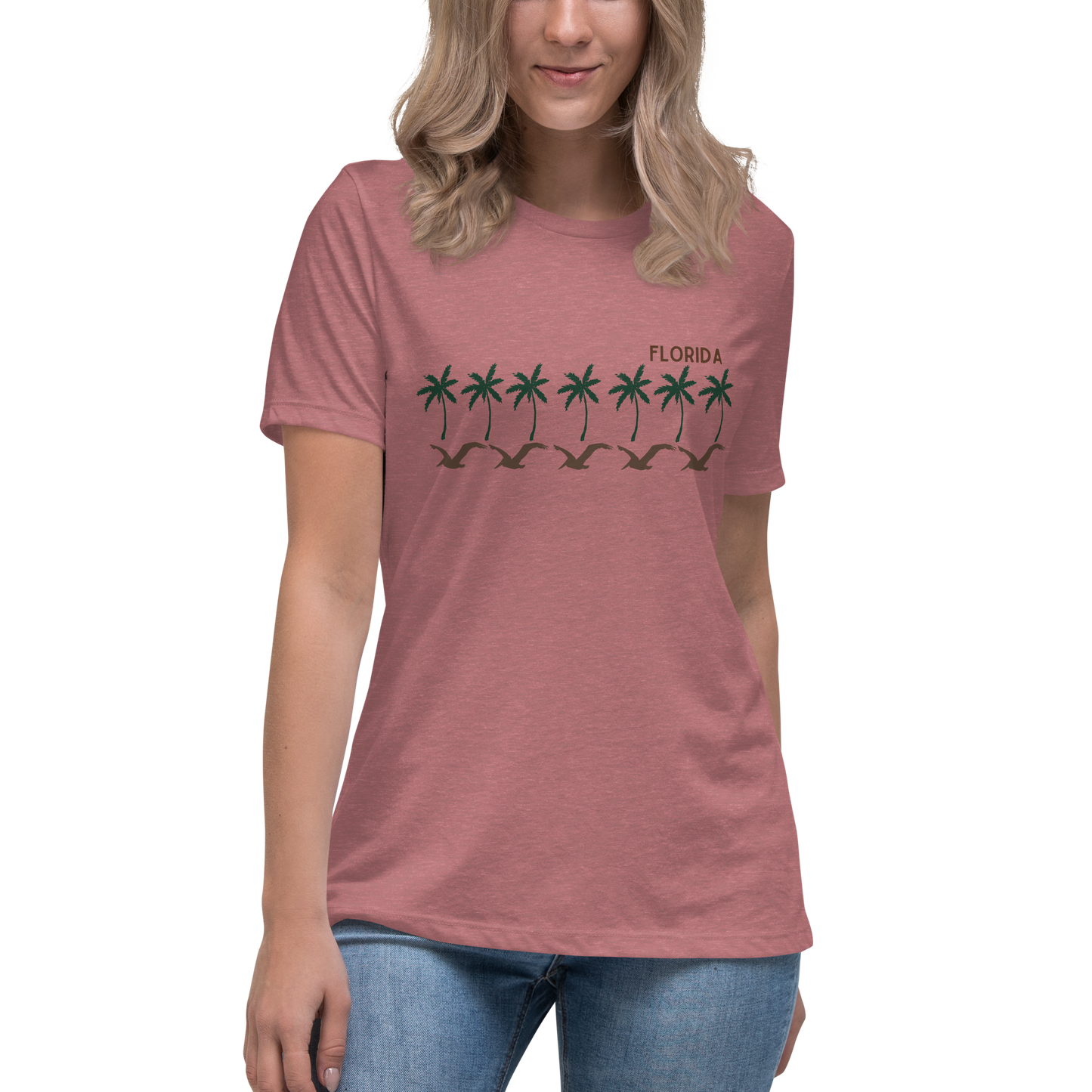 Florida Brown Pelican Palms - Women's Relaxed T-Shirt | Bella + Canvas