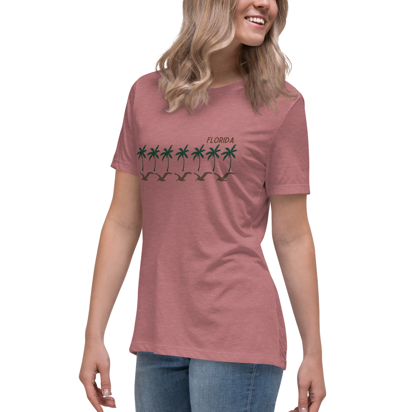 Florida Brown Pelican Palms - Women's Relaxed T-Shirt | Bella + Canvas